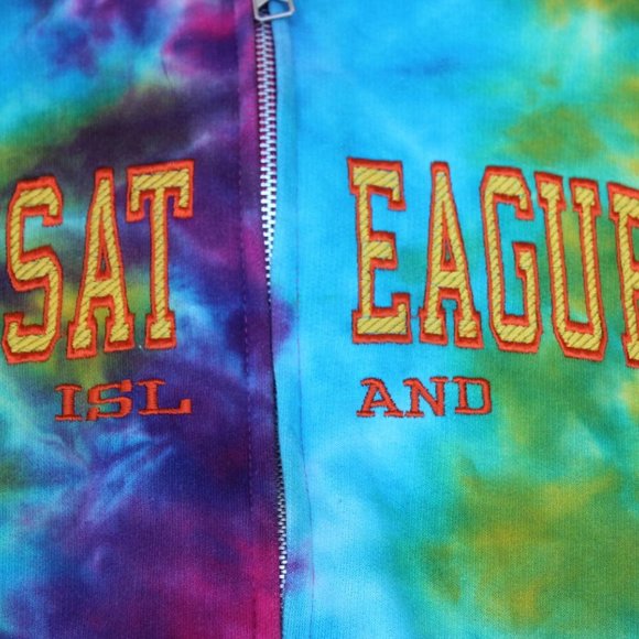 YOUTH MEDIUM TIE DYE HOODIE SWEATSHIRT ZIPPER ASSATEAGUE ISLAND EMBROIDERY - Picture 2 of 6